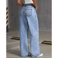 Denim Wide Leg Jeans High waisted  Bow Embroidered Pocket Wide Leg Jeans  Fashionable Women's Trousers Casual Style