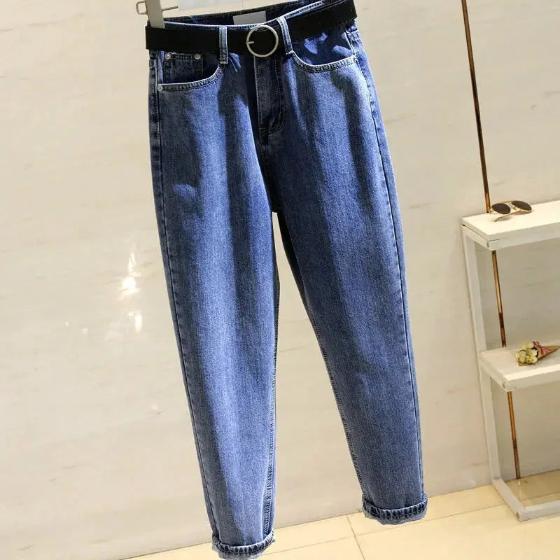 High-Waisted Slimming Straight-Leg Jeans Women's Autumn New Style Loose-Fit Hip Hop Pants Korean Version For Students