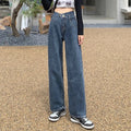 Autumn Spring Denim Pant Women Jeans Vintage Straight Trousers Fashion Female Blue Hight Waist Jeans Casual Wide Leg Pants