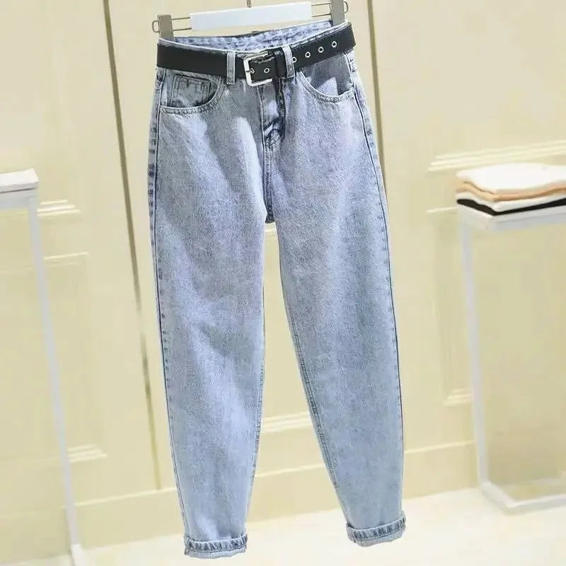 High-Waisted Slimming Straight-Leg Jeans Women's Autumn New Style Loose-Fit Hip Hop Pants Korean Version For Students