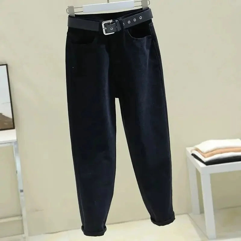 High-Waisted Slimming Straight-Leg Jeans Women's Autumn New Style Loose-Fit Hip Hop Pants Korean Version For Students