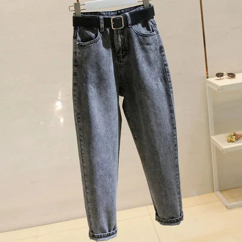 High-Waisted Slimming Straight-Leg Jeans Women's Autumn New Style Loose-Fit Hip Hop Pants Korean Version For Students